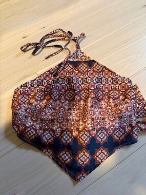 Windsor |  Rust and Navy Tile-Print Scarf Halter Top